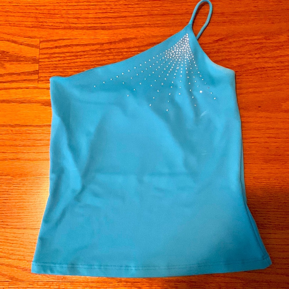 Vintage Adorable Sexy Beautiful Blue One Shoulder Top Size Small